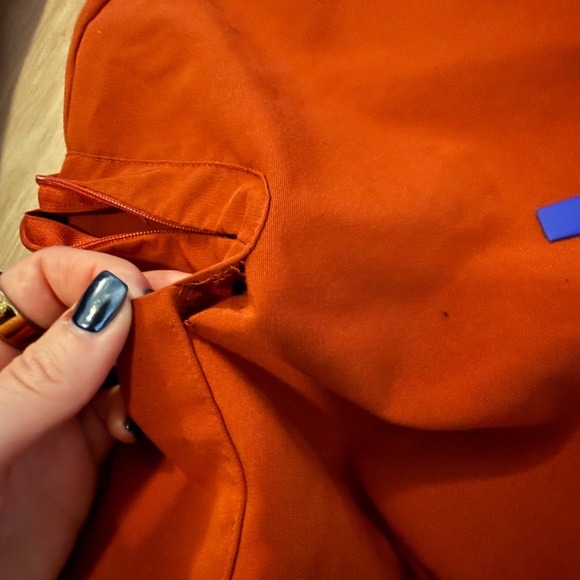 Figs Women's orange/cider Scrub Set with Blue Accent - Picture 3 of 4